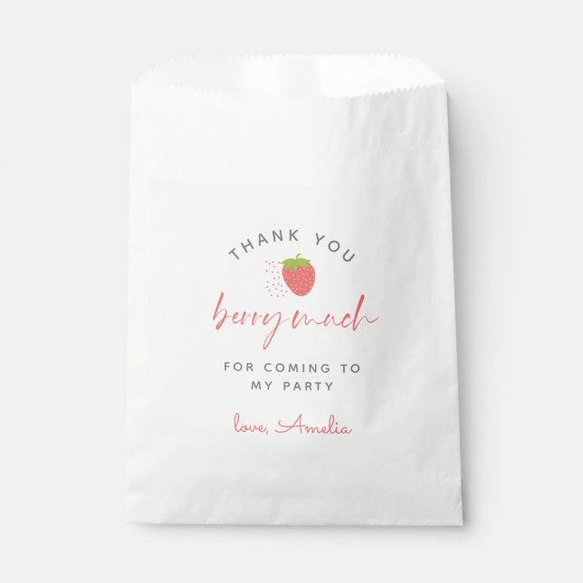 Sweet Strawberry Thank You Berry Much Birthday Favor Bag (Front)