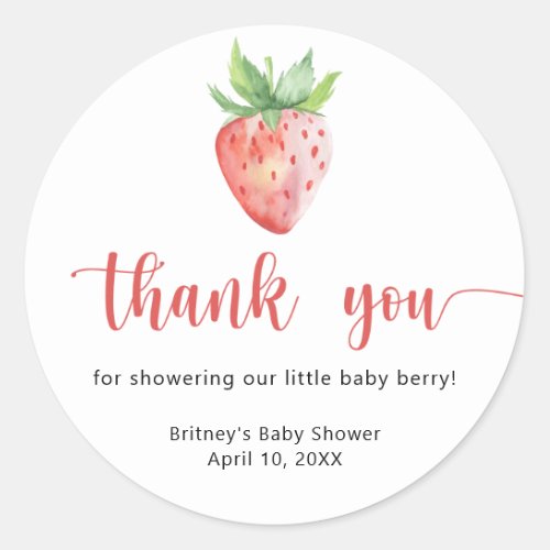 Sweet strawberry _ thank you classic round sticker