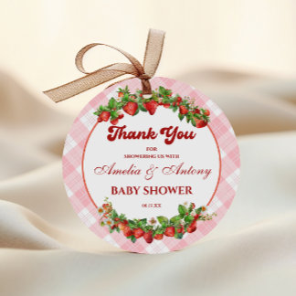 Sweet Strawberry Thank You Tag for Baby Shower