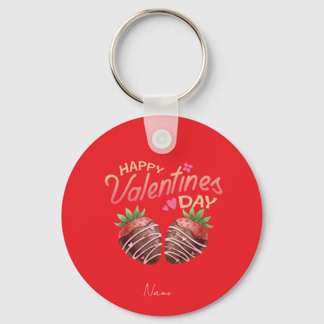 Sweet Strawberry Valentine's Day Personalized Coff Keychain (Front)