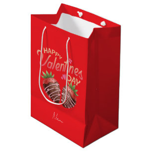 Sweet Strawberry Valentine's Day Personalized Medium Gift Bag