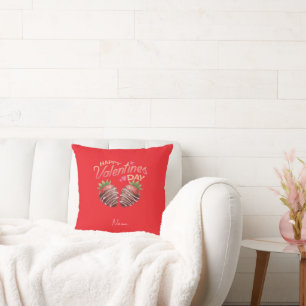 Sweet Strawberry Valentine's Day Personalized  Throw Pillow