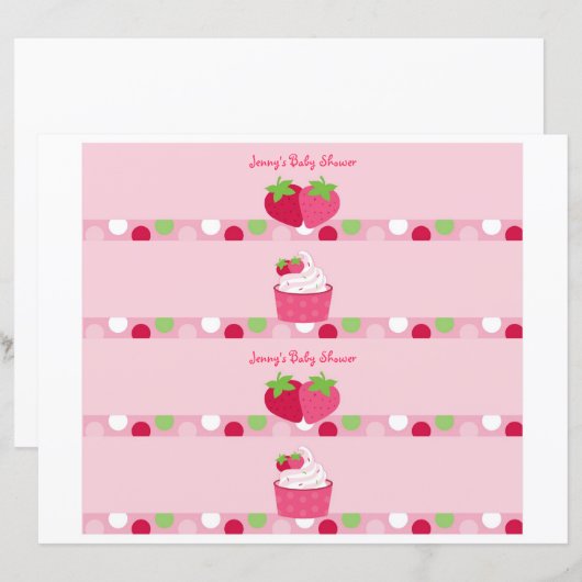 Sweet Strawberry Water Bottle Labels (Front/Back)