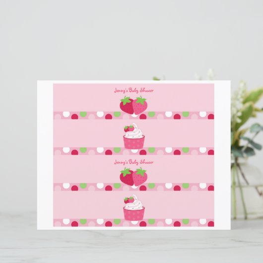 Sweet Strawberry Water Bottle Labels (Standing Front)