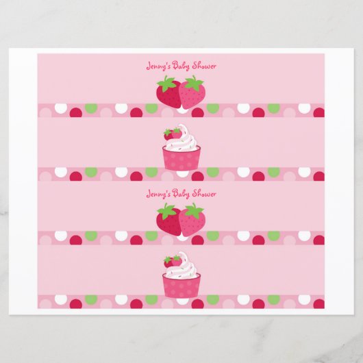 Sweet Strawberry Water Bottle Labels (Front)