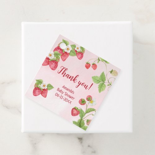 Sweet Strawberry Watercolor Baby Shower Favor Tags