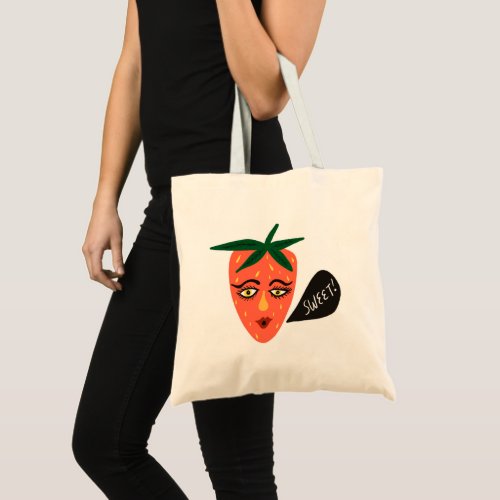 Sweet Strawberry Whimsical Fruity Fun Tote Bag