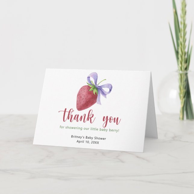 Sweet strawberry with a bow - thank you (Front)