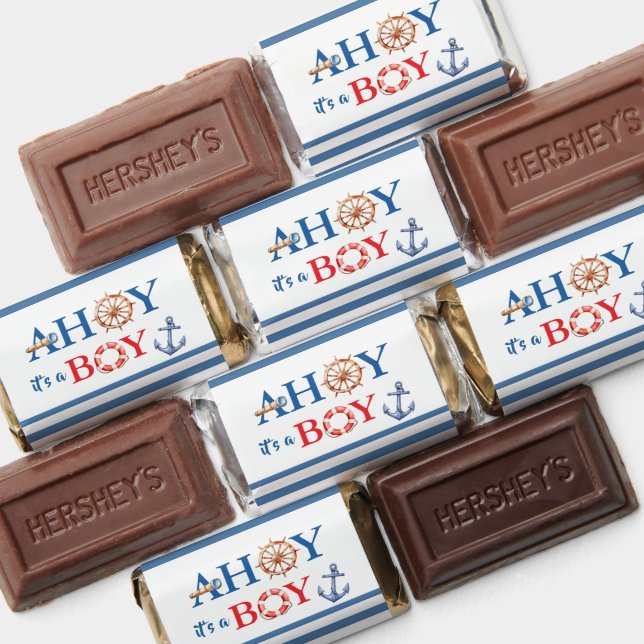 Sweet Striped Blue Red Nautical Ahoy Boy  Hershey's Miniatures (Assorted)