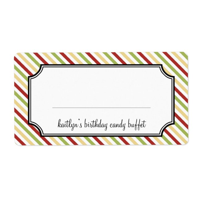 Sweet stripes candy buffet holiday label (Front)