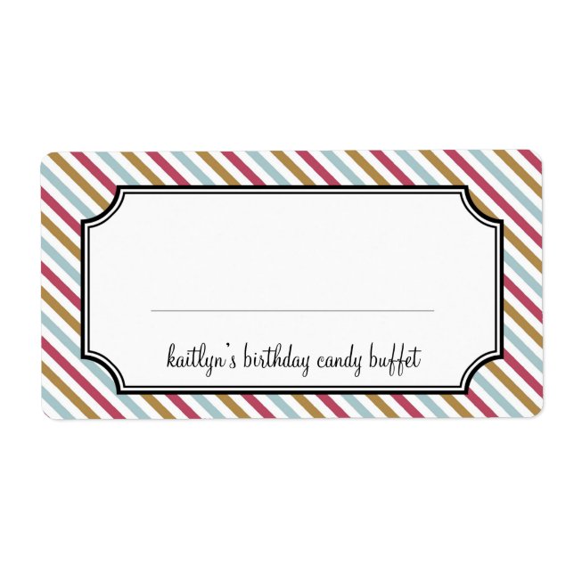 Sweet stripes candy buffet label (Front)