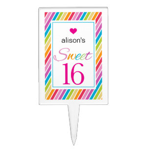 Sweet Stripes Sweet 16 Cake Topper