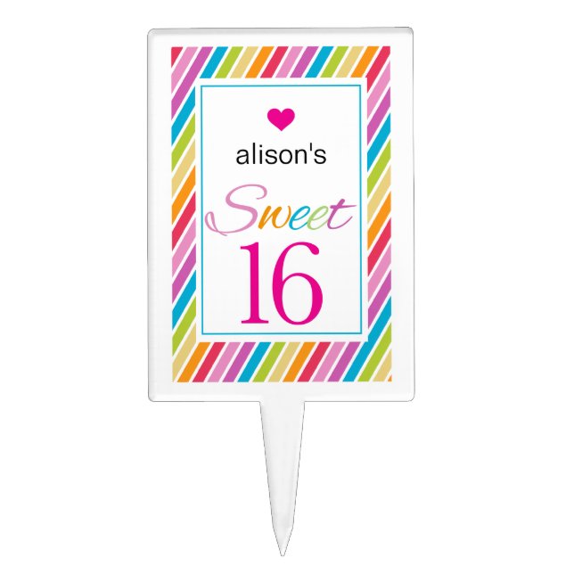 Sweet Stripes | Sweet 16 Cake Topper (Front)