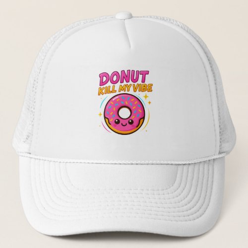 Sweet &amp; Stylish – Cute Donut Graphic T-Shirt Trucker Hat