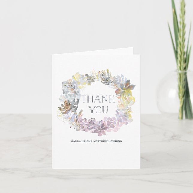 Sweet Succulents Wedding Thank You Card (Front)