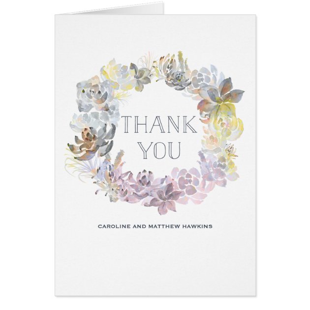 Sweet Succulents Wedding Thank You Card