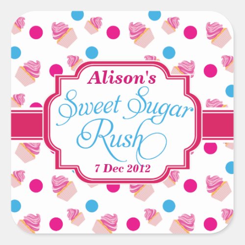 Sweet Sugar Rush Cute Cupcake Birthday Stickers