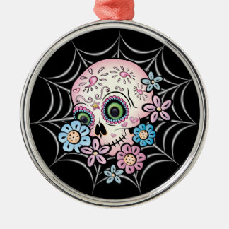 Sweet Sugar Skull Metal Ornament