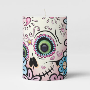 Sweet Sugar Skull Pillar Candle