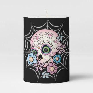 Sweet Sugar Skull Pillar Candle