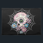 Sweet Sugar Skull Placemat<br><div class="desc">Dia de los Muertos (Day of the Dead) sugar skull designed in pastel colors with flowers set on a spider web.</div>