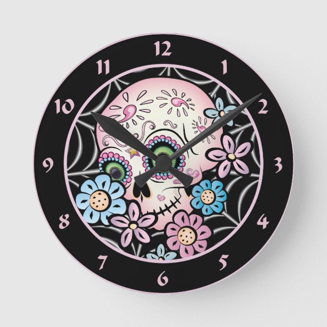 Sweet Sugar Skull Round Clock (Front)