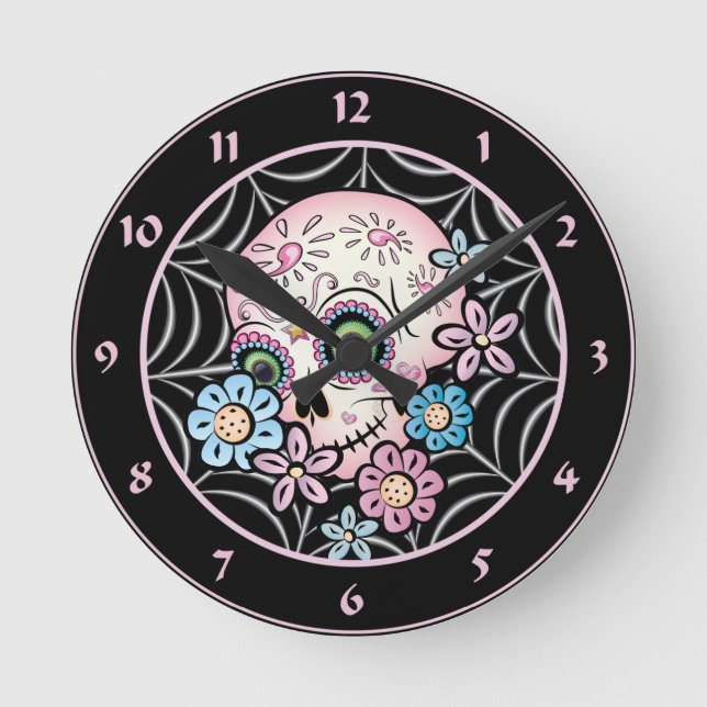 Sweet Sugar Skull Round Clock (Front)