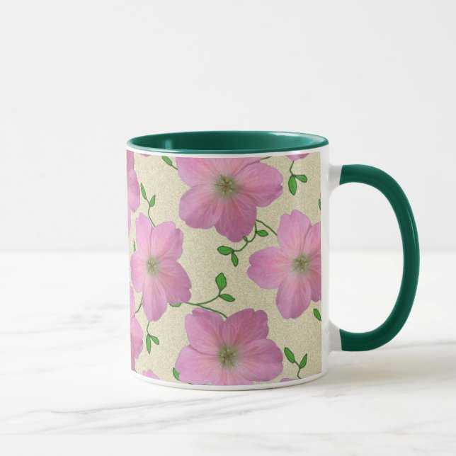 Sweet Summer Botanical Pink Flower Mug (Right)