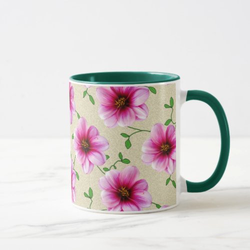 Sweet Summer Botanical Pink Flower Mug