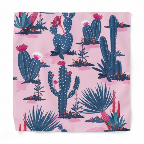 Sweet Summer Cactus Blooming Pattern Bandana