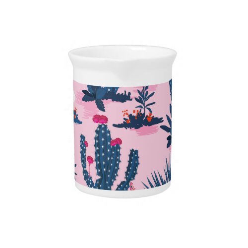 Sweet Summer Cactus Blooming Pattern Beverage Pitcher