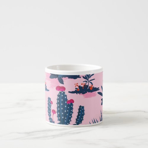 Sweet Summer Cactus Blooming Pattern Espresso Cup