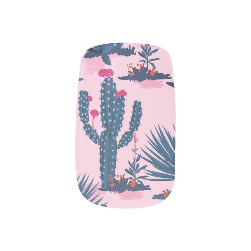 Sweet Summer Cactus Blooming Pattern Minx Nail Art