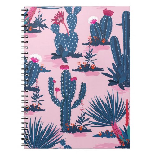 Sweet Summer Cactus Blooming Pattern Notebook