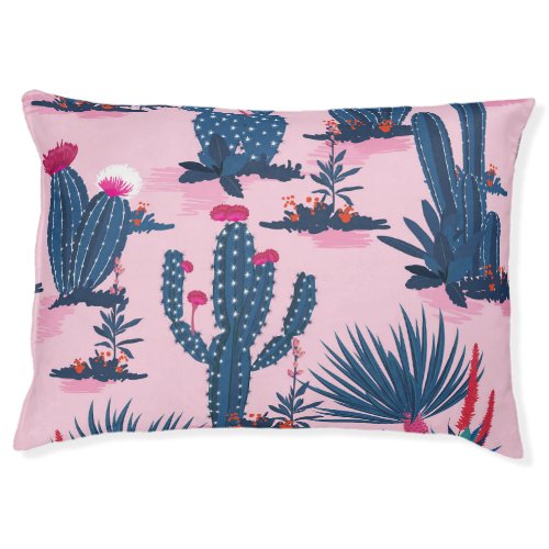 Sweet Summer Cactus Blooming Pattern Pet Bed
