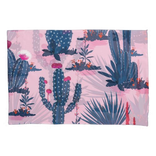 Sweet Summer Cactus Blooming Pattern Pillow Case