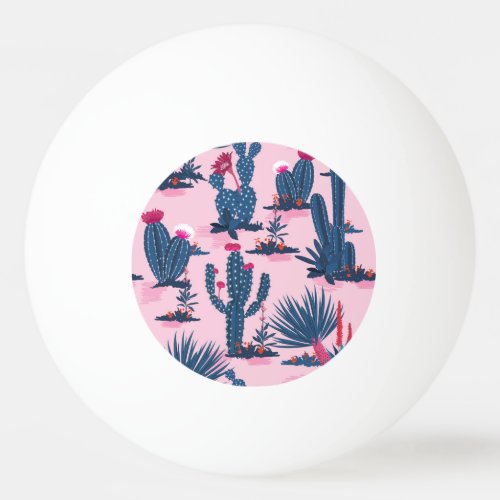 Sweet Summer Cactus Blooming Pattern Ping Pong Ball