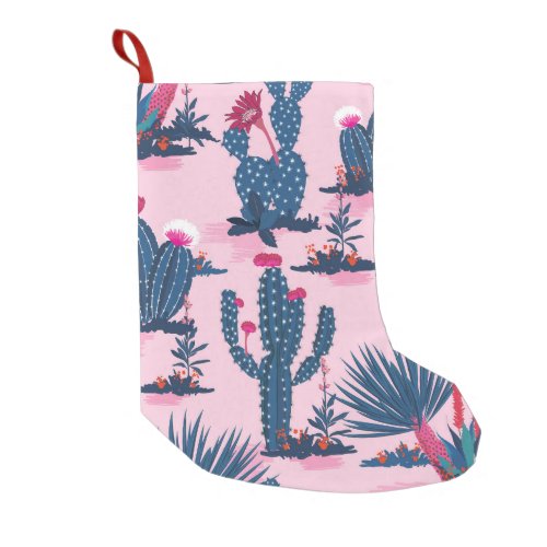 Sweet Summer Cactus Blooming Pattern Small Christmas Stocking