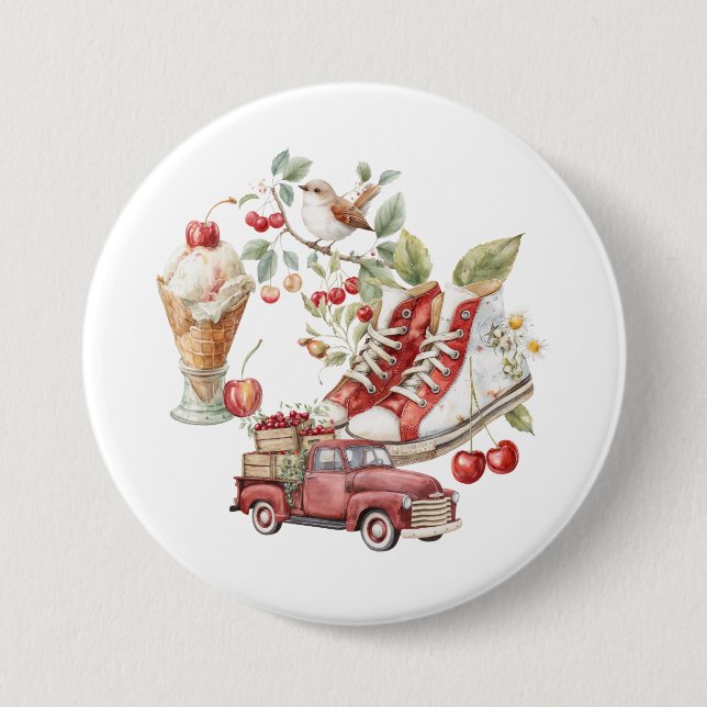 Sweet Summer Cherries Button (Front)