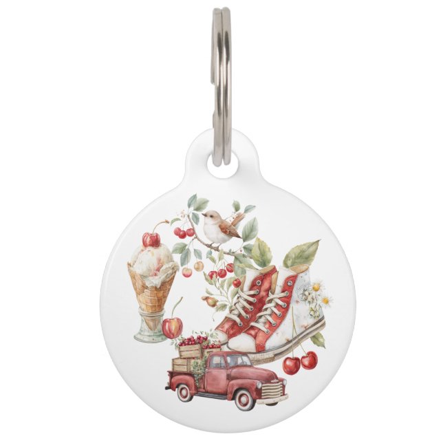 Sweet Summer Cherries Pet ID Tag (Front)