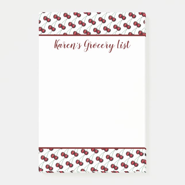 Sweet Summer Cherry Cherries Fruit Grocery List Post-it Notes (Front)
