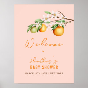 Sweet Summer Citrus Orange Baby Shower Welcome Poster