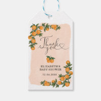 Sweet Summer Citrus Orange Greenery Baby Shower Gift Tags