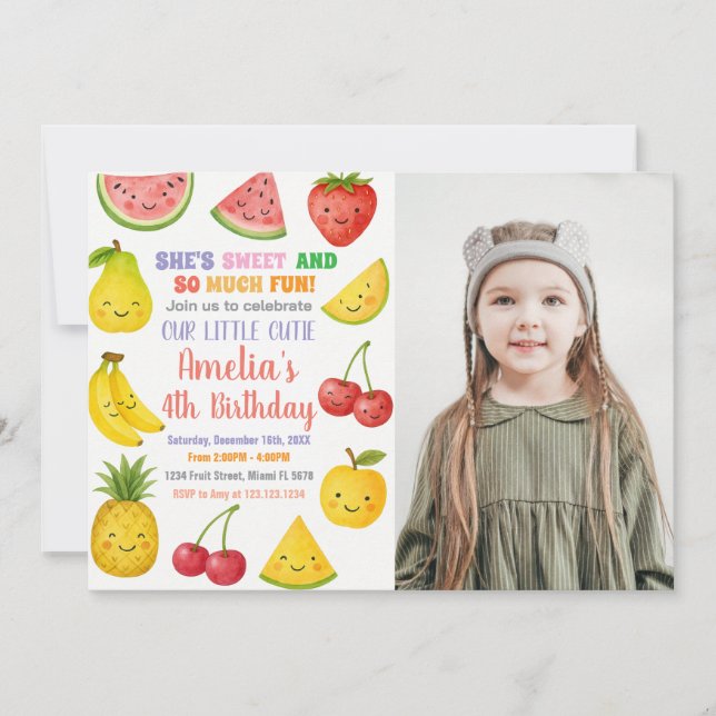 Sweet Summer Fruit Birthday Invitation (Front)