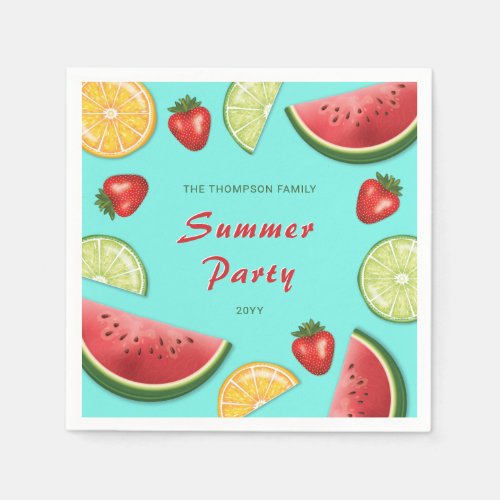 Sweet Summer Fruits Family Summer Party Napkins