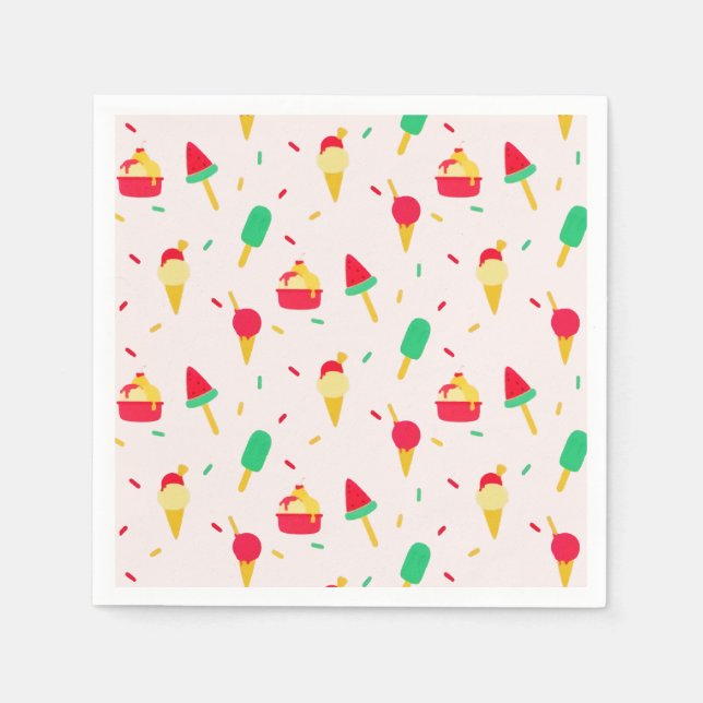 Sweet Summer Fun Rainbow Ice Cream Sprinkles Napkins (Front)