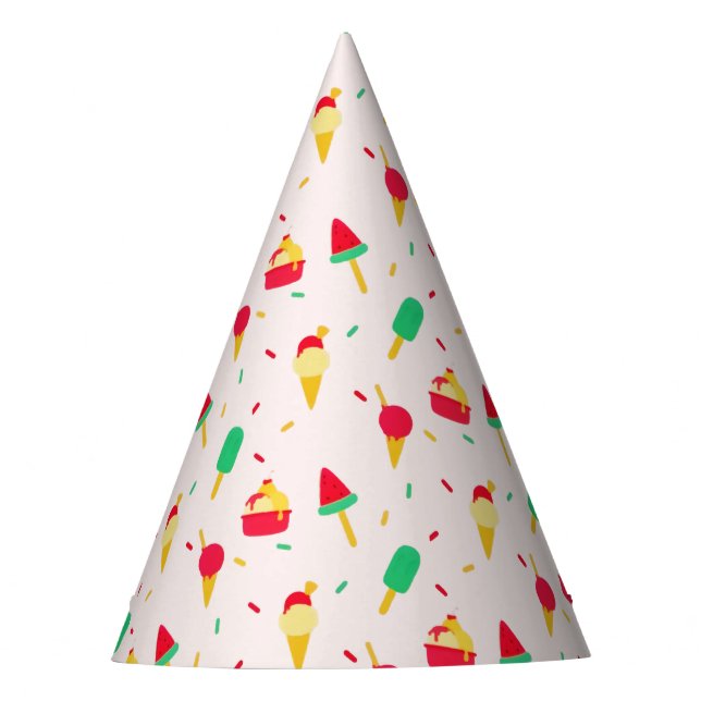 Sweet Summer Fun Rainbow Ice Cream Sprinkles Party Hat (Front)