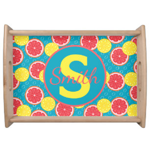 Sweet Summer Grapefruit and Lemon Personalized Serving Tray