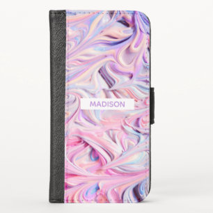 Sweet Summer Ice Cream Personalized Name Girly iPhone X Wallet Case