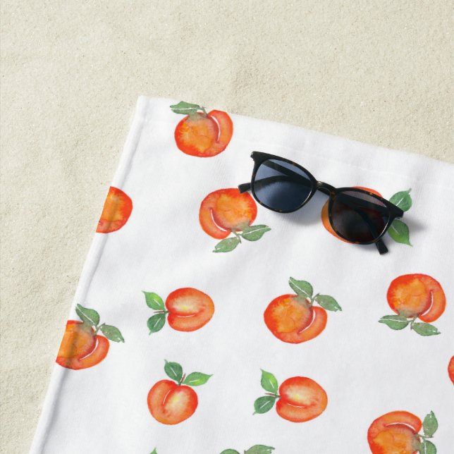 Sweet Summer Peach Pattern Beach Towel (In Situ)
